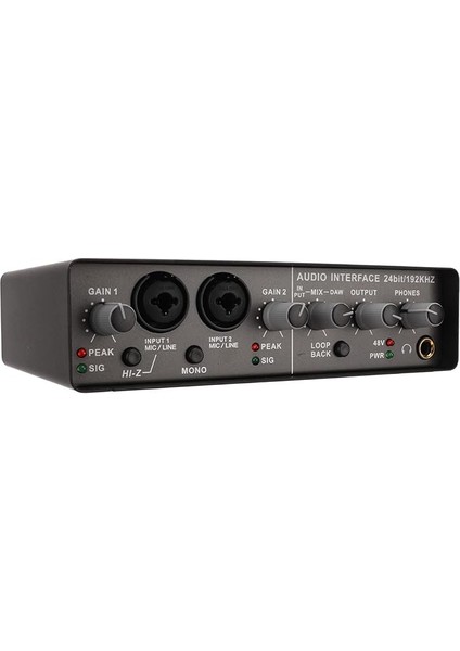 Canlı Ses Kartı, 24BIT 192KHZ Metal Canlı Akış Ses Kartı USB 2.0 Canlı Akış Için Stüdyo Için Profesyonel Arayüz