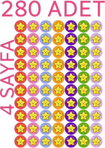 Major Selection 280 Li Yıldız Sticker Çıkartma, Okul, Tebrik, Kutlama Stickerı, Motivasyon Setleri