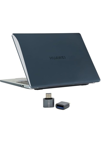 Huawei Matebook Uyumlu D16 Kılıf Kristal Parlak Pürüzsüz Yüzey Iz Yapmaz Ince Hafif Tam Koruma 2022 2023 Intel Uyumlu Siyah