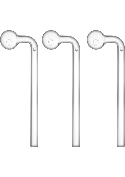 Kavisli Boyunlu Yağ Yakmak Için Cam Boru 15,5 Cm, Borosilikat Cam, 3'lü Paket.