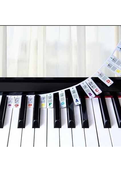 Başlayanlar Için Piyano Nota Kılavuzu (Türkçe Olmayabilir), Çıkarılabilir Piyano Klavyesi Nota Etiketleri, Tüm 88/61/54/49/37 Tuşlar Için, Çıkartmaya Gerek Yok, Tekrar Kullanılabilir, Silikon