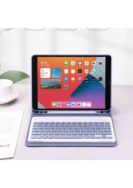 Ipad (A16) 10. Nesil 2022/2025 ile Uyumlu Bluetooth Türkçe Q Klavyeli Kılıfı, Lila fiyatları