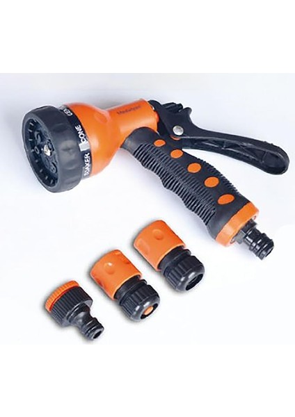 Çok Fonksiyonlu Bahçe Sulama Tabancası, 3 Bağlantı Aparatlı