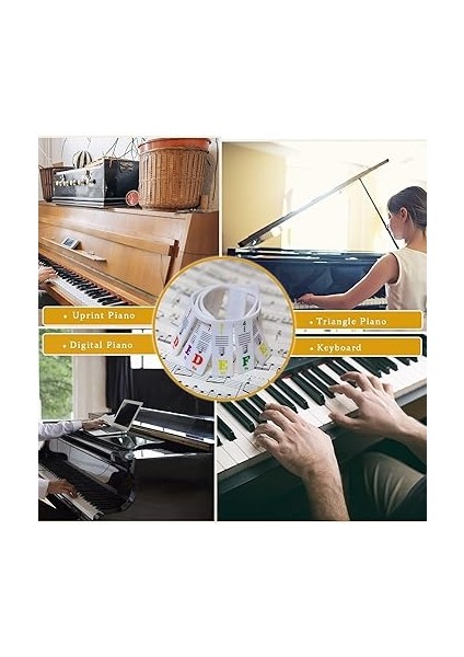 Başlayanlar Için Piyano Nota Kılavuzu (Türkçe Olmayabilir), Çıkarılabilir Piyano Klavyesi Nota Etiketleri, Tüm 88/61/54/49/37 Tuşlar Için, Çıkartmaya Gerek Yok, Tekrar Kullanılabilir, Silikon indirimleri