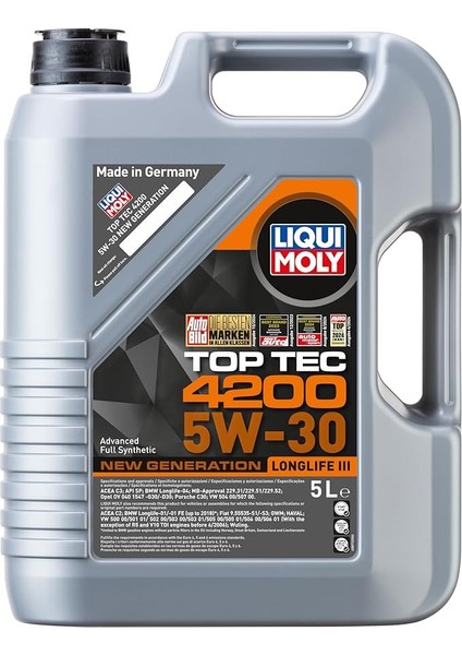 Moly Top Tec 4200 5lt Motor Yağı VW504/507