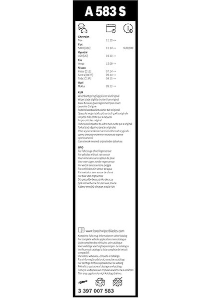 Aerotwin Silecek Seti Fiat 500X (2015-2020), Opel Mokka (2012-2017) [650/340 Mm] A583S 3397007583 modelleri