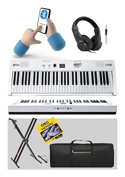 PS4000WH-SET Tuş Hassasiyetli 61 Tuşlu Org Bluetooth USB Midi (Sustain Pedalı Çanta Kulaklık Stand Metod) fiyatları