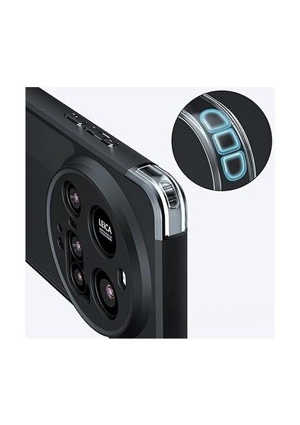 Xiaomi 15 Ultra ile Uyumlu Kamera Korumalı Şeffaf Pürüzsüz Arka Yüzey Z-New Roll Kapak Parmak Izi Yapmayan Xiaomi 15 Ultra Için Kılıf Siyah modelleri
