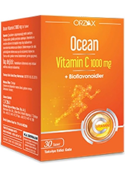 C Vitamini 1000 Mg + Bioflavonoidler Antioksidan Içeren Takviye Edici Gıda (1 x 30 Tablet)