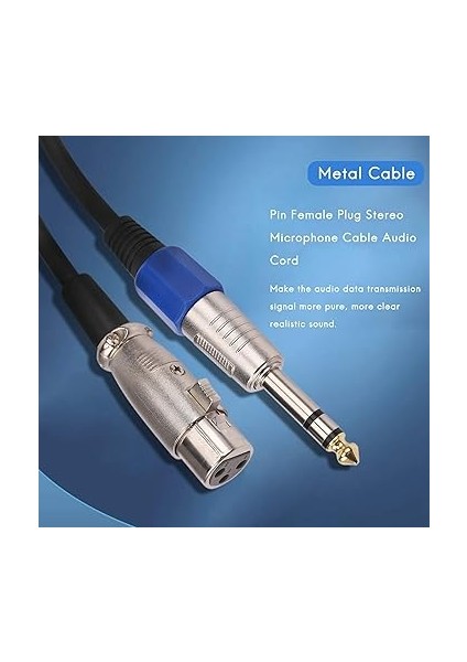 6.35MM 1/4 Inç Trs - Xlr Erkek - Dişi Kablo 3 Pin Dişi Tak Stereo Mikrofon Kablosu Kablosu (6 Ft) fiyatları