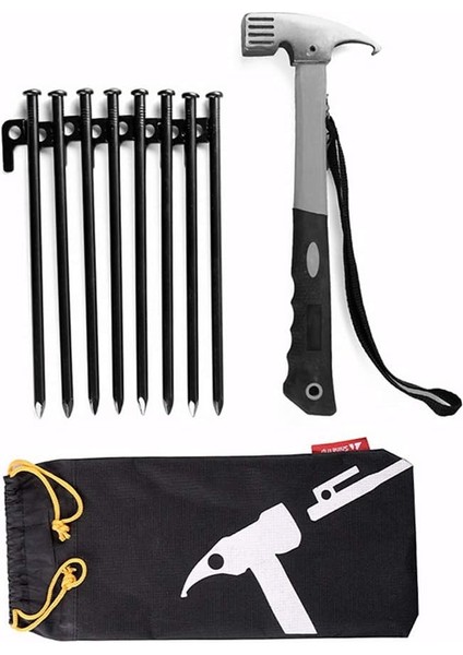 1 Set Te Çivi Çekiç Seti 25CM Kaynaklı Zemin Çivi Çok Amaçlı Çekiç Gri