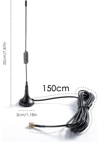 1.5m 3dbi Anten 50OHM Sma Erkek Soket Mıknatıslı Montaj