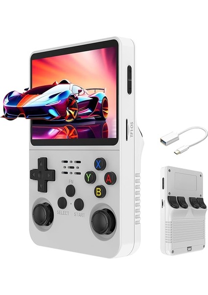 El Oyun Konsolu, Retro El Video Oyun Konsolu 3.5 Inç IPS Ekran Açık Kaynak Linux Sistemi Dahili 15000+ Oyun, 32G+64G Tf Kart, Beyaz