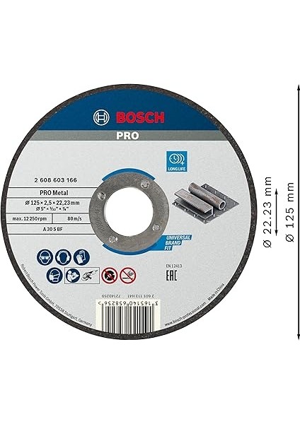 - 125 * 2, 5 mm Standard Seri Düz Metal Kesme Diski (Taş), Gri, 1 Adet fiyatları