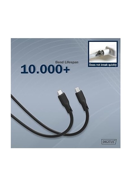 Usb-C Kablosu – USB 4.0 Gen 2 – 2 M – Bükülmeye Karşı Korumalı Esnek Silikon Kaplama – Video 8k 60 Hz / 4K 120 Hz – 20 Gbit/s'ye Kadar – Siyah fırsatları