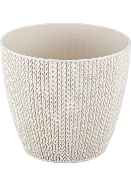 Sml2 Sümela Saksı Tabaklı 14CM, 1,4 Litre Dekoratif Saksı Kirli Beyaz