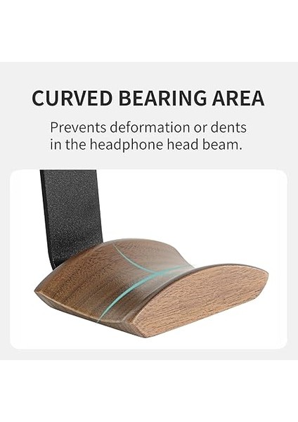 Kulaklık Tutucu, 6 cm Genişliğinde Baş Desteği, Ceviz Ağacı, 3m Yapışkan Bant ve Vidalı Kulaklık Standı, Kulak Üstü ve Oyun Için Kulaklık Standı, Masa ve Vitrin Için Kulaklık Tutucu modelleri
