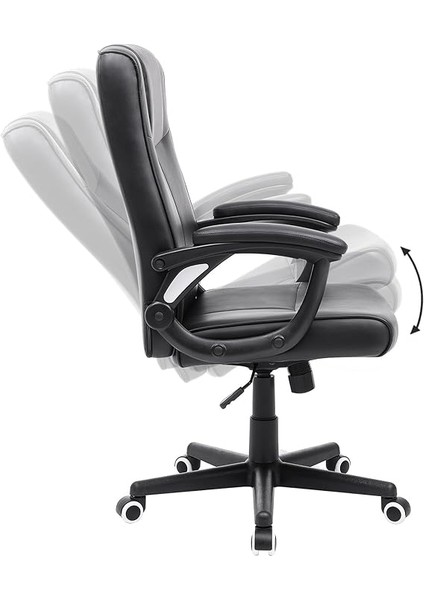 Ofis Sandalyesi Pu, Yüksekliği Ayarlanabilir Ergonomik Tasarım, Döner Sandalye, Siyah, OBG32B, 66 x 66 x 110 cm indirimleri
