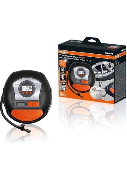 OTIC650 Bağlantı Dijital Lastik Kompresörü, Hava Kaçağı Tespiti, LED Işık, Taşınabilir 12V Araç Lastik Pompası, Sigara Çakmağı Bağlantısı