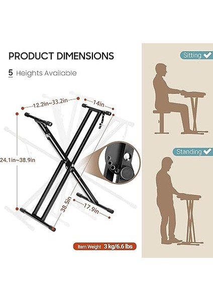 CY0245 Taşınabilir ve Ayarlanabilir Çift Sıralı Elektrikli Klavye Standı fiyatları