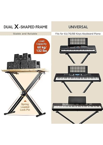 CY0245 Taşınabilir ve Ayarlanabilir Çift Sıralı Elektrikli Klavye Standı fırsatları