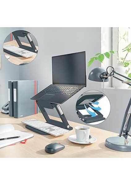 Ergo Ayarlanabilir Çok Açılı Laptop Standı, Koyu Gri indirimleri