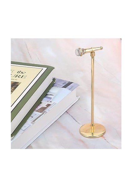 Altın Kaplama Mikrofon Model Mikrofon El Sanatları Süsleri Müzik Aleti Modeli Bakır Mo (16-22 Cm) indirimleri