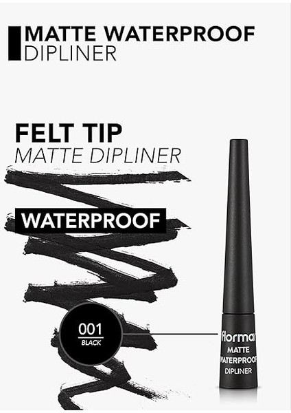 Matte Waterproof Yüksek Pigmentli & Mat Bitişli 001 Siyah Dipliner modelleri