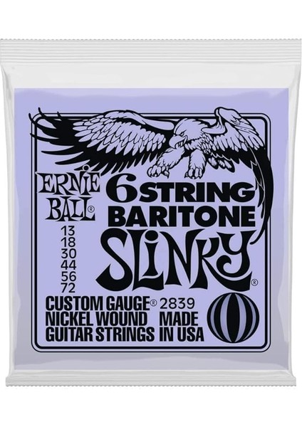 Ball P02839 Slinky 6-String Küçük Bilyalı Uçlu 29 5/8 Ölçekli Bariton Gitar Telleri, Ölçer 13-72
