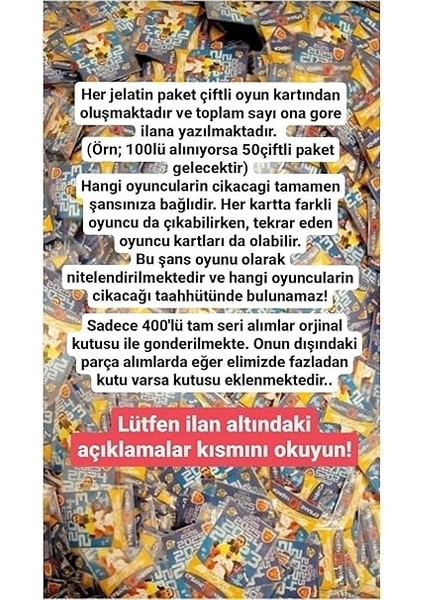 Süper Final Oyun Kartı 10. Yıl Güncel Transferler Futbol Oyun Kartları 200 Paket 400 Adet 2023-2017 fiyatları