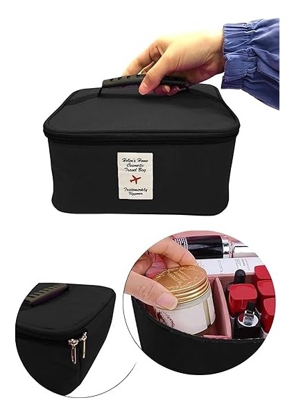 Tipi Bölmeli Makyaj Kozmetik Çantası Organizer (Siyah) indirimleri