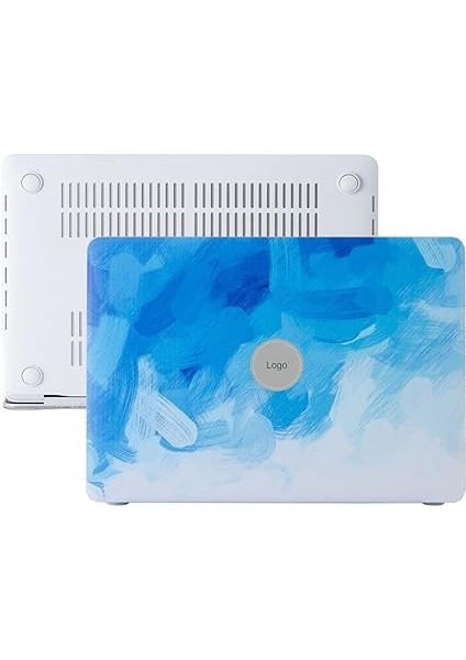Macbook Air Kılıf M2-M3-M4 Çip Uyumlu Sert Koruyucu Kapak Kılıf Lazer Uv Baskılı Touchıd 13INÇ Air Model A2681 A3113 A3240 ile Uyumlu Açık Mavi modelleri