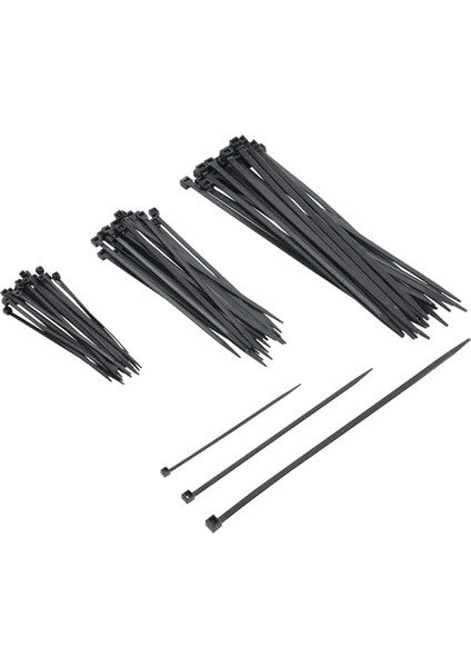 Plastik Kablo Bağı Cırt Kelepçe Set 100 mm - 150 mm - 250 mm x 2.5 mm Siyah (20 Şer Adet x 3) 60 Adet
