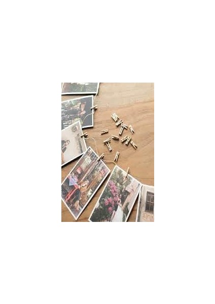 Ahşap Mandal Seti, Fotoğraf ve Süsleme Için, 50 Adet, Doğal