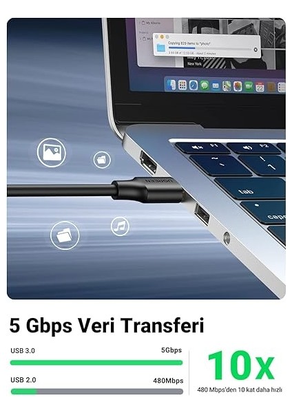 USB 3.0 Uzatma Kablosu, 2 Metre, Siyah modelleri