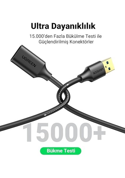 USB 3.0 Uzatma Kablosu, 2 Metre, Siyah indirimleri