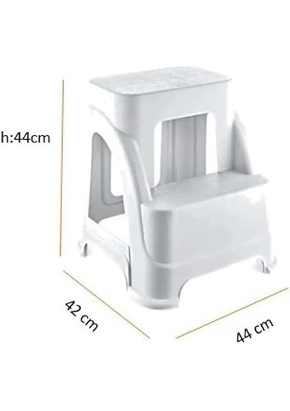 Iki Basamaklı Kaymaz Büyük Boy Tabure - 120 kg Taşıma Kapasiteli - Basamaklı Tabure - Sert Plastik (Beyaz) fırsatları