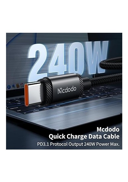 Ca 3681 240W Type C To Type C Şarj Kablosu, Siyah 2 M fiyatları