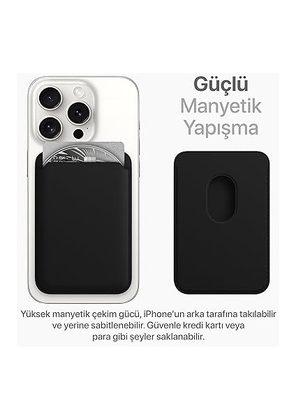 iPhone 17/16/15/14/13/12 Serisi Için Güçlü Manyetik Özellikli Magsafe Aksesuarlarıyla Uyumlu Deri Cüzdan Kartlık (Siyah) indirimleri