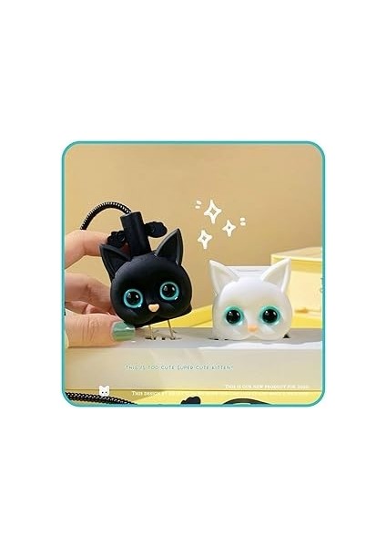 Aksesuar Siyah Kedi Şarj Kılıfı, Şarj Kablosu Örme Aparatı, Toparlayıcı, Kablo Koruyucu iPhone 18W/20W ile Uyumlu fırsatları