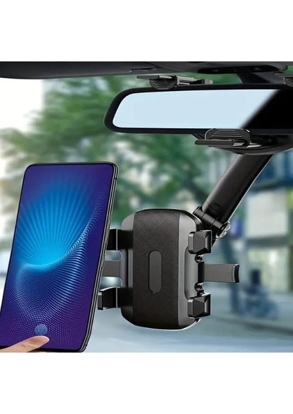 Araba Dikiz Aynası Için Cep Telefonu Tutucu 360 Derece Dönebilen Ayarlanabilir Çok Fonksiyonlu Kolay Montaj