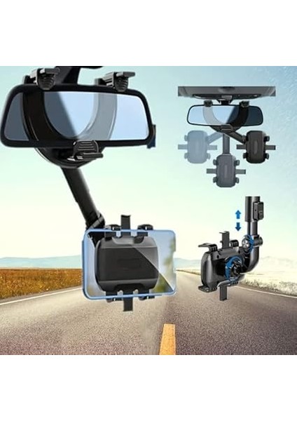 Araba Dikiz Aynası Için Cep Telefonu Tutucu 360 Derece Dönebilen Ayarlanabilir Çok Fonksiyonlu Kolay Montaj modelleri