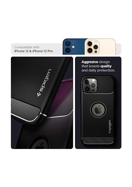 iPhone 12 / 12 Pro ile Uyumlu Kılıf Rugged Armor Matte Black - ACS01700 fırsatları
