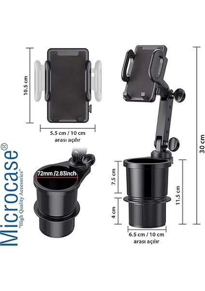 Araç Içi Bardaklıktan Monte 2in1 Bardak ve Telefon Tutucu 30 cm - AL3488 fiyatları