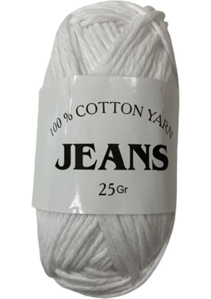 Istanbul Jeans Cotton Yarn Pamuk Amigurumi Punch El Örgü Ipliği 25 gr 01 Beyaz