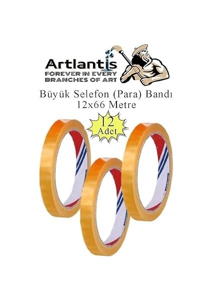 12X66 Metre Selefon Bant 12 Adet Büro Bandı Büyük Bant Makinelerine Uyumlu Kırtasiye Şeffaf Para Bandı fiyatları