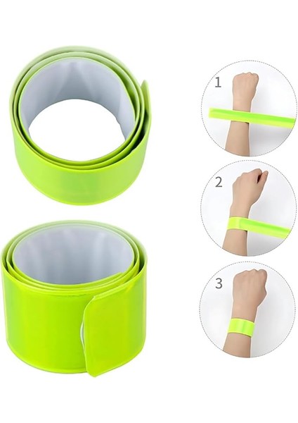 Kol Bandı Yansıtıcı Bileklik 2 Adet Yeşil-Sarı, 3cm x 40CM, Kendiliğinden Sarıcı