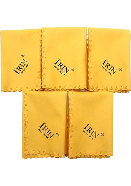 5 Adet Evrensel Mikrofiber Parlatma Temizleme Bezi Müzik Aleti Gitar Keman Piyano Klarnet Trompet Saks Sarı