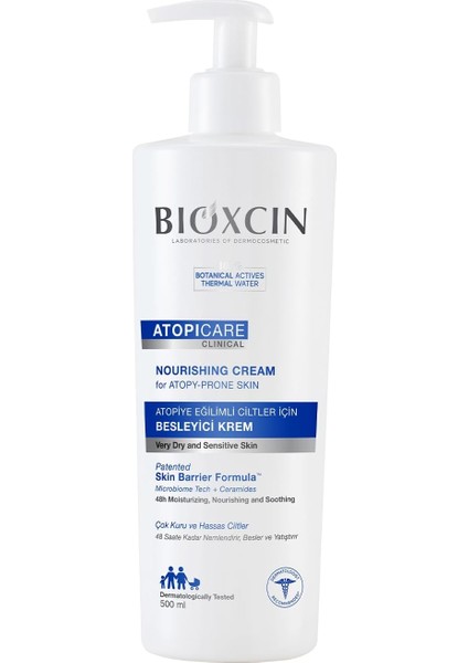 Atopicare Besleyici Krem – Atopiye Eğilimli ve Kuru Ciltler Için – 500 ml – Seramid Kompleksli, Prebiyotik & Skualen Içerikli Nemlendirici Bakım Kremi