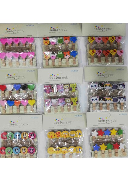 Buğz 10'lu Şekilli Ahşap Mandallar 3.5cm (10'lu Set-10 Paket)